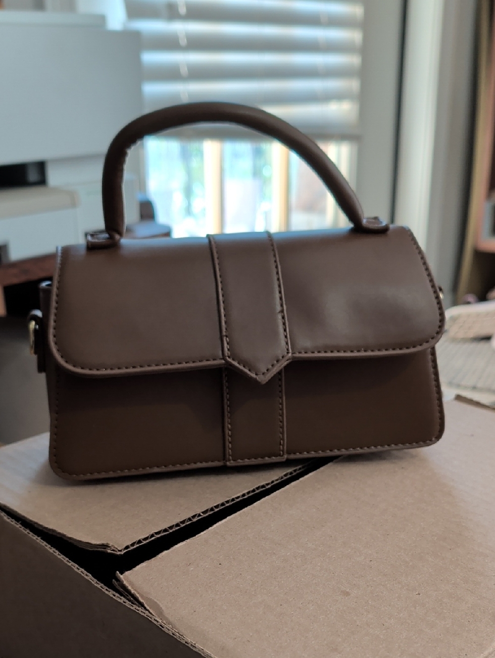 Classic Structured Top-Handle Women's Mini Bag in Brown - XS